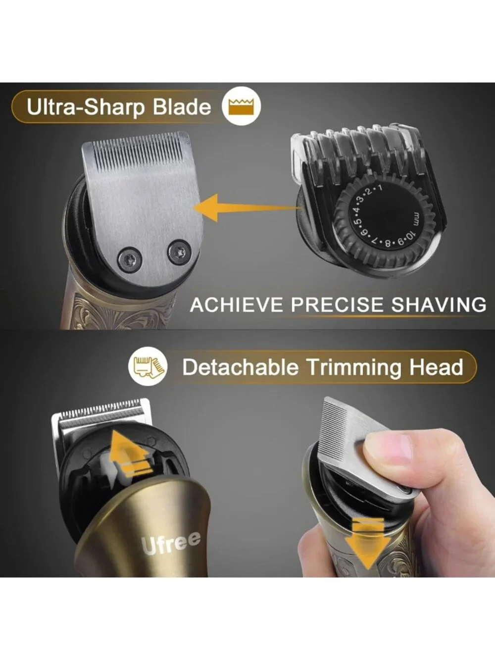 Cordless Hair Clippers & Beard Trimmer Grooming Kit, T-Blade, Adjustable Comb